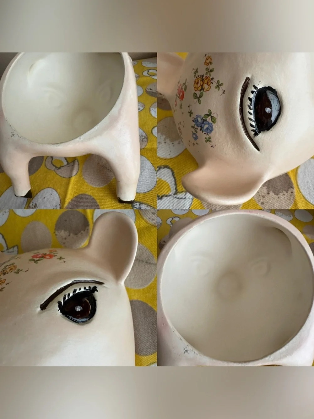 Floral half ‘stern’/annoyed pig wall hanging